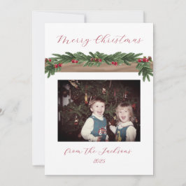 Tarjeta Festiva Cranberry Garland Holiday Christmas Card