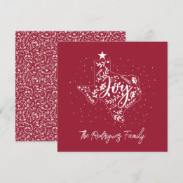 Tarjeta Festiva Cranberry Red Joy Holiday deja forma a Texas