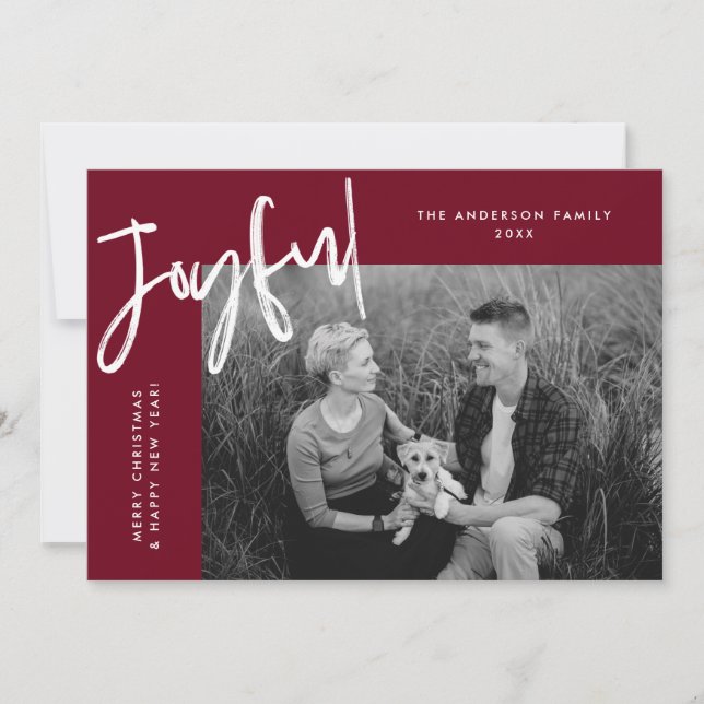Tarjeta Festiva Cranberry Simply Joyful Photo (Anverso)