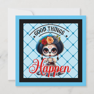 Tarjeta Festiva Cráneo de Azúcar Adorable