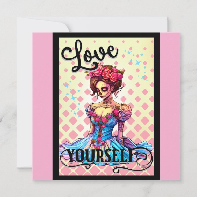 Tarjeta Festiva Cráneo de Azúcar Adorable (Anverso)