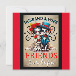 Tarjeta Festiva Cráneo de azúcar de pareja