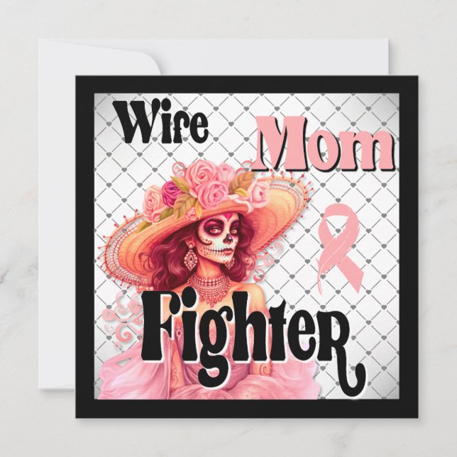 Tarjeta Festiva Cráneo de azúcar para la conciencia sobre el cánce (Anverso)