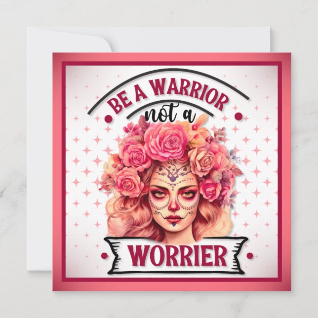 Tarjeta Festiva Cráneo de azúcar rosa y Bonito (Anverso)