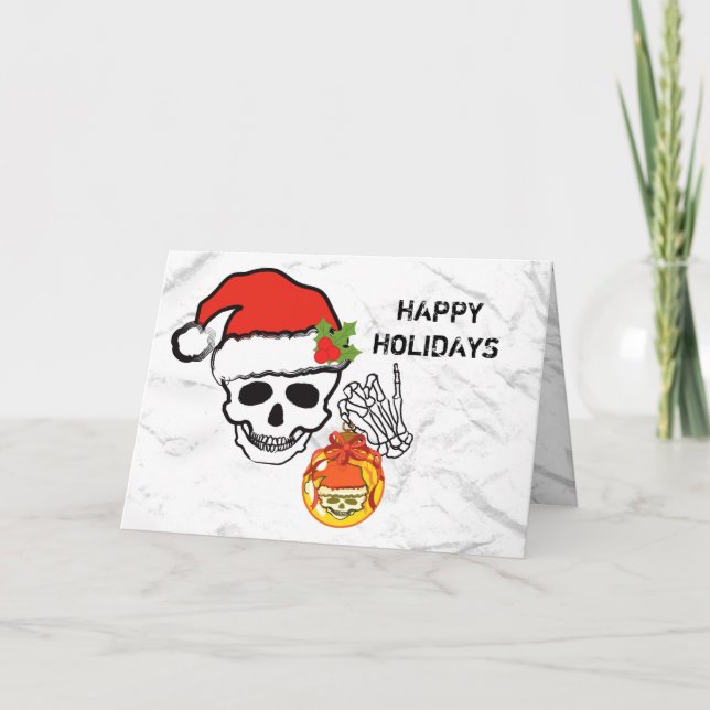 Tarjeta Festiva cráneo de navidades (Anverso)