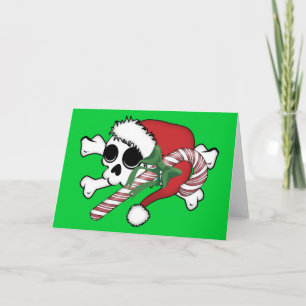 Tarjeta Festiva Cráneo de Santa adorable