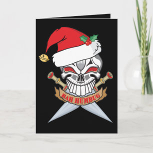 Tarjeta Festiva Cráneo de Santa Pirate contra los Navidades