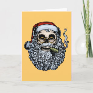 Tarjeta Festiva Cráneo de Smokin Santa