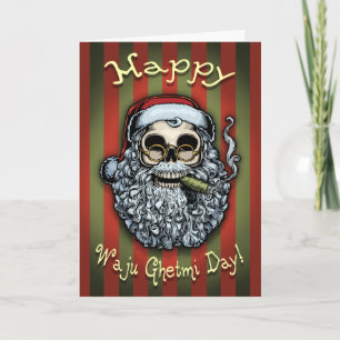 Tarjeta Festiva Cráneo de Smokin Santa