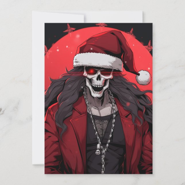 Tarjeta Festiva Cráneo del Punk del Gótico de Guay Anime Santa Dem (Anverso)