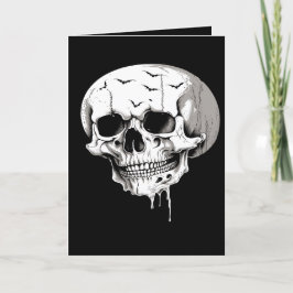 Tarjeta Festiva Cráneo derretido de Halloween espeluznante con imá