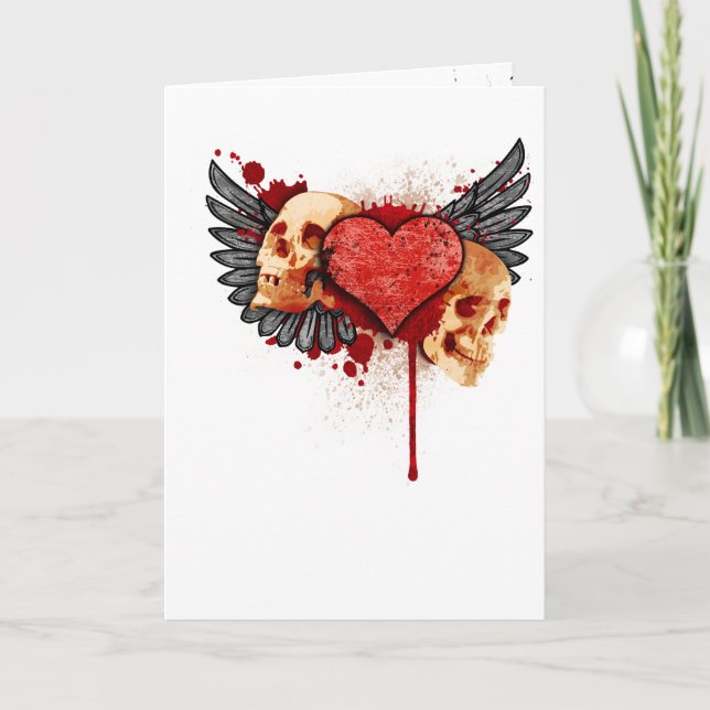 Tarjeta Festiva Cráneos de la Anti-Tarjeta del día de San Valentín (Anverso)
