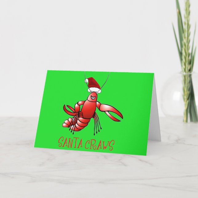 Tarjeta Festiva Crawdad de Santa (buches de Santa) (Anverso)