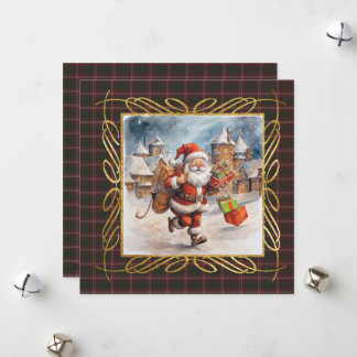 Tarjeta Festiva Crawford Modern Scottish Tartan Christmas