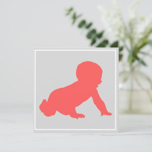 Tarjeta Festiva Crawling baby Baby Shower Pink & Grey