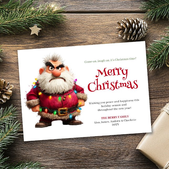 Tarjeta Festiva Crazy cranky Santa digital Christmas greeting card (Crazy cranky Santa digital Christmas greeting card)
