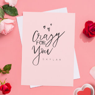 Tarjeta Festiva Crazy Para Ti Pink Modern Calligraphy Valentine