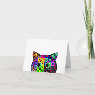 Tarjeta Festiva Crazy Quilt Cat