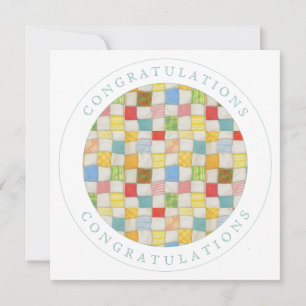 Tarjeta Festiva CRAZY QUILT Square Flat Felicitaciones Card