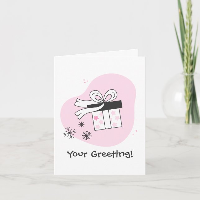 Tarjeta Festiva Crea tu propia caja de regalo y Navidades de copos (Anverso)