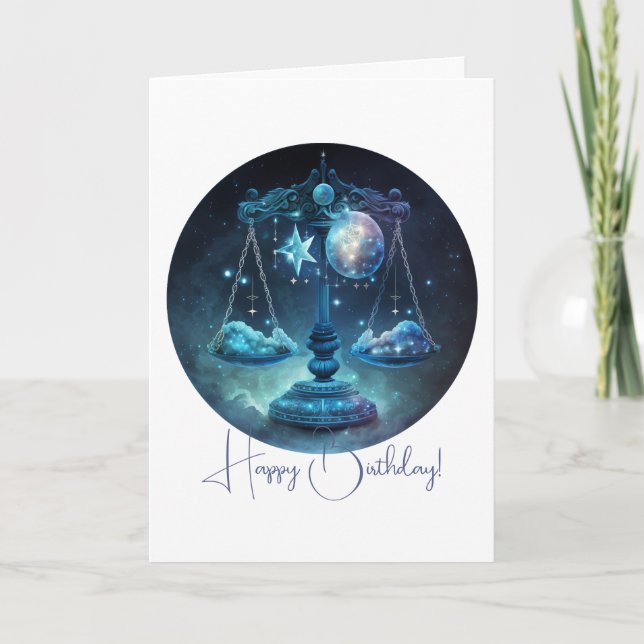 Tarjeta Festiva Crea tu propia Celestial Libra Zodiac (Anverso)