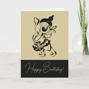 Tarjeta Festiva Crea tu propia flauta de ganesh de oro y negro