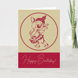 Tarjeta Festiva Crea tu propia flauta de ganesh roja y dorada