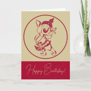 Tarjeta Festiva Crea tu propia flauta de ganesh roja y dorada
