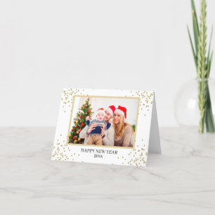 Tarjeta Festiva Crea tu propia foto familiar feliz año nuevo dobla