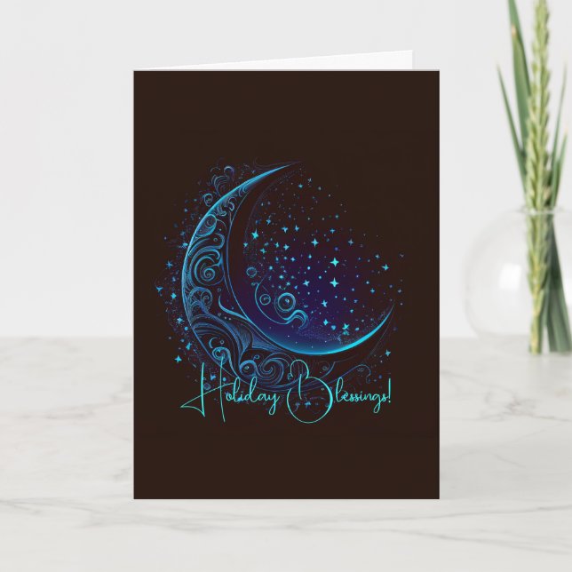 Tarjeta Festiva Crea tu propia luna azul mágica filigrí (Anverso)
