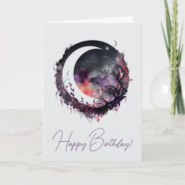 Tarjeta Festiva Crea tu propia luna de flores (Anverso)