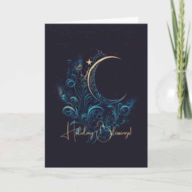 Tarjeta Festiva Crea tu propia luna de oro mágico filigrí (Anverso)