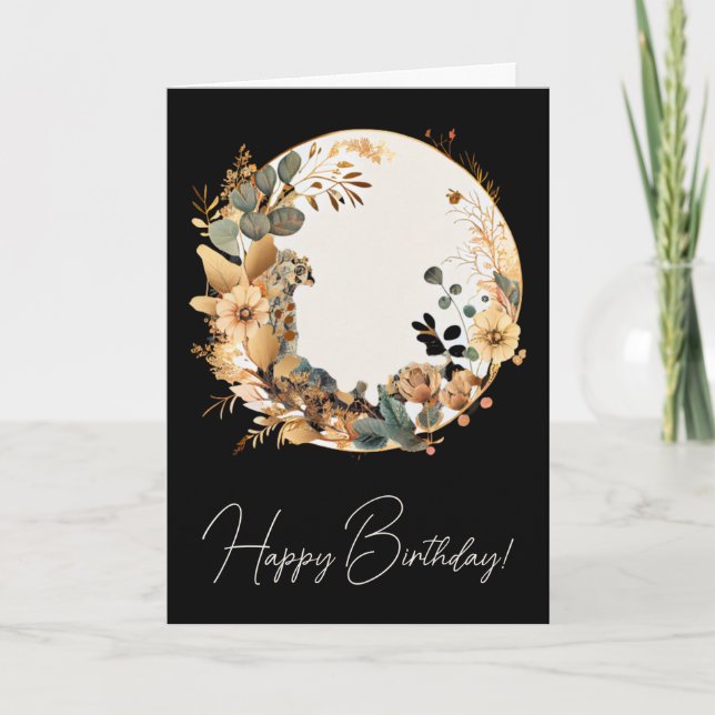 Tarjeta Festiva Crea tu propia luna floral Boho Verde azulada y do (Anverso)