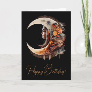 Tarjeta Festiva Crea tu propia Luna Floral De Boho Tranquila
