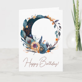 Tarjeta Festiva Crea tu propia luna floral Verde azulada y dorada