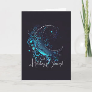 Tarjeta Festiva Crea tu propia luna mágica de plata y azul
