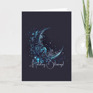 Tarjeta Festiva Crea tu propia luna mística azul y plateada