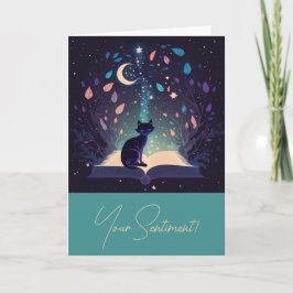 Tarjeta Festiva Crea tu propia magia mística de gato negro