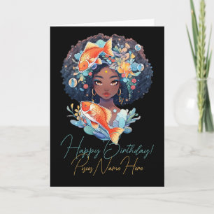 Tarjeta Festiva Crea Tu Propia Mujer Afroamericana Piscis