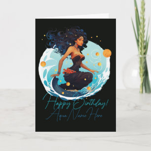 Tarjeta Festiva Crea Tu Propia Reina Afroamericana Acuario