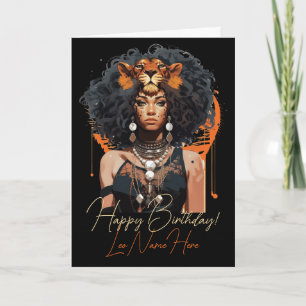 Tarjeta Festiva Crea Tu Propia Reina Afroamericana Leo