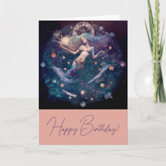 Tarjeta Festiva Crea tu propia sirena celestial del tiempo (Anverso)