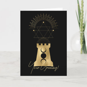 Tarjeta Festiva Crea tu propia torre de luna de oro arcana