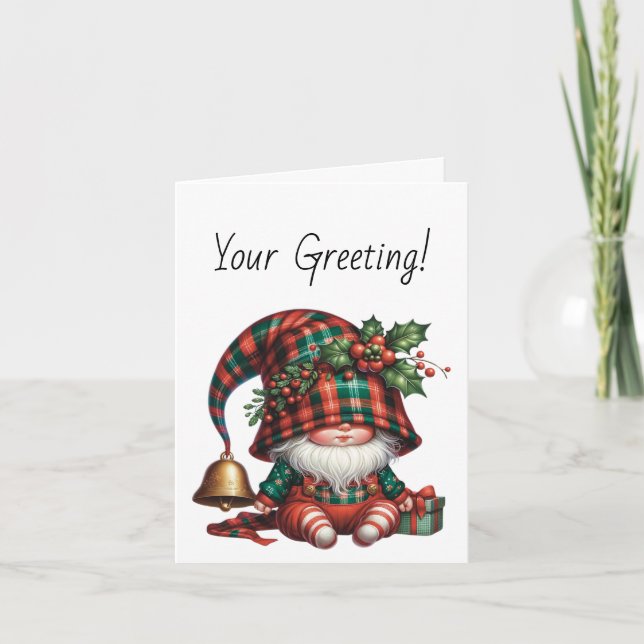 Tarjeta Festiva Crea tu propio Adorable Shy Navidades Planteado Gn (Anverso)