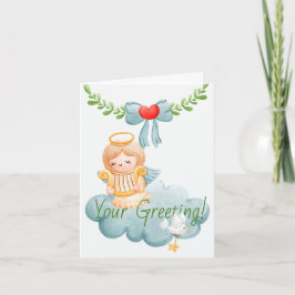 Tarjeta Festiva Crea tu propio ángel arpa navideño adorable
