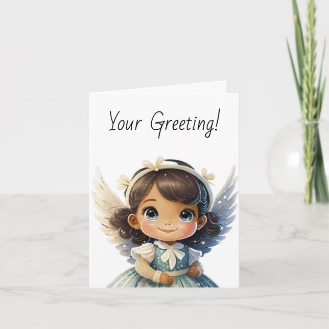 Tarjeta Festiva Crea tu propio Ángel Chica Brunette (Anverso)