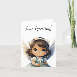 Tarjeta Festiva Crea tu propio Ángel Chica Brunette