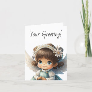 Tarjeta Festiva Crea tu propio Ángel Chica de Brunette lindo