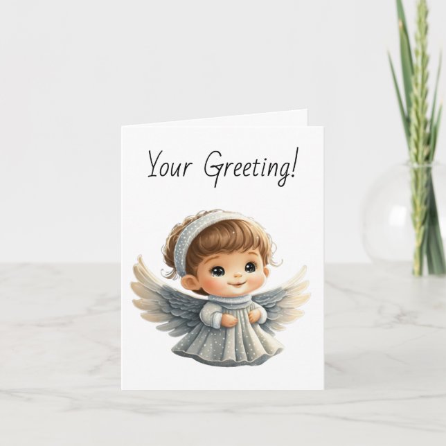 Tarjeta Festiva Crea tu propio Ángel de Navidades de chico lindo (Anverso)