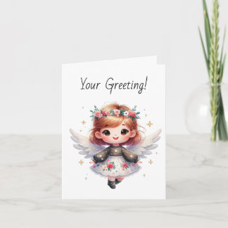 Tarjeta Festiva Crea tu propio ángel de Navidades florales y alegr